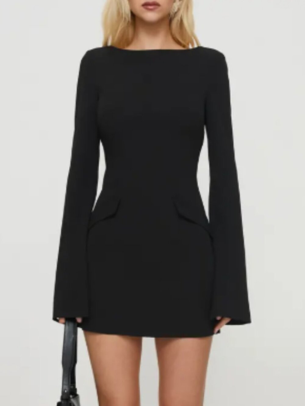 Princess Polly Carters Long Sleeve Low Back Mini Dress Black – Size 4 – Stretch